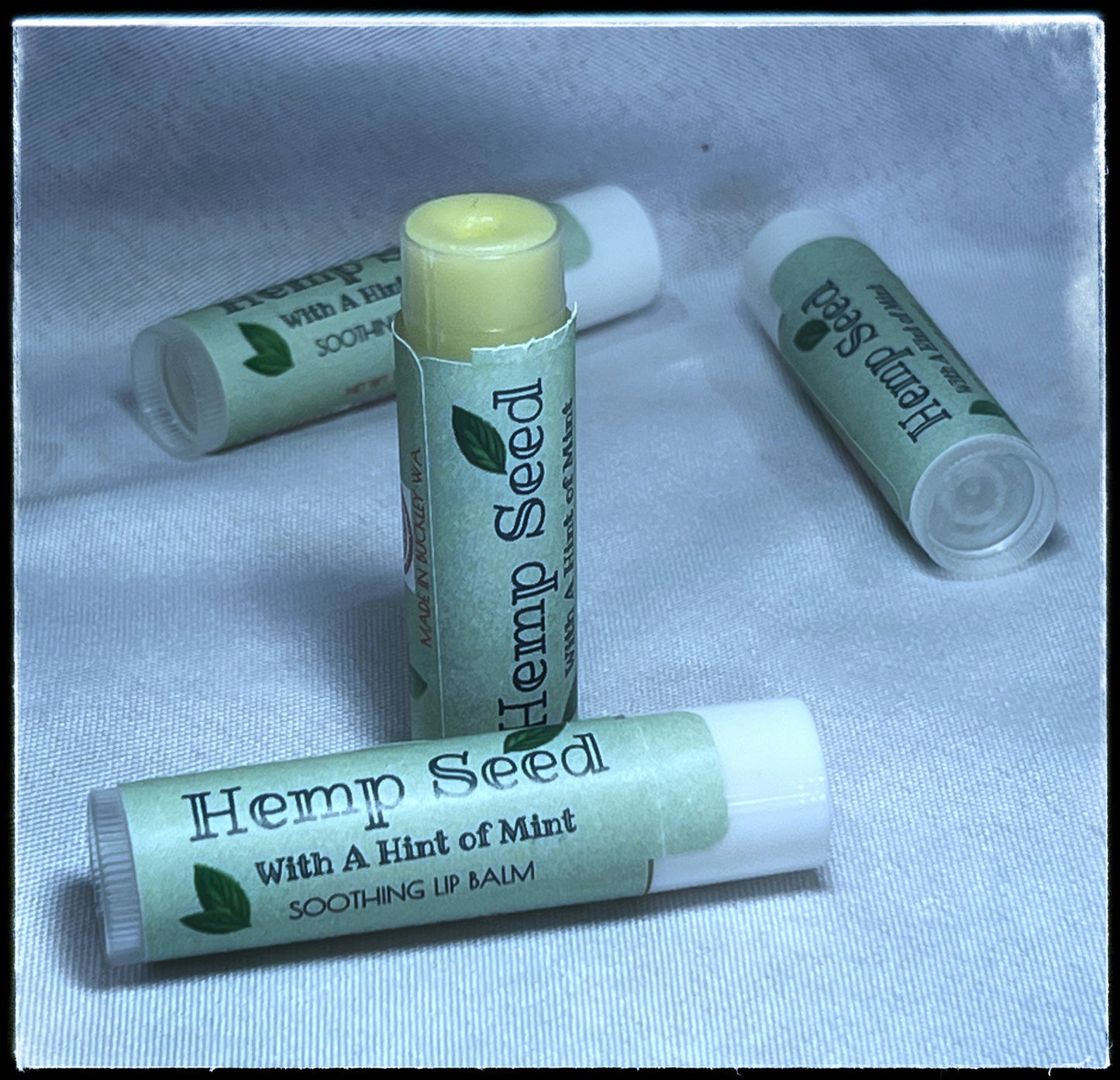 Hemp Seed Soothing Lip Balm with a Hint of Mint.