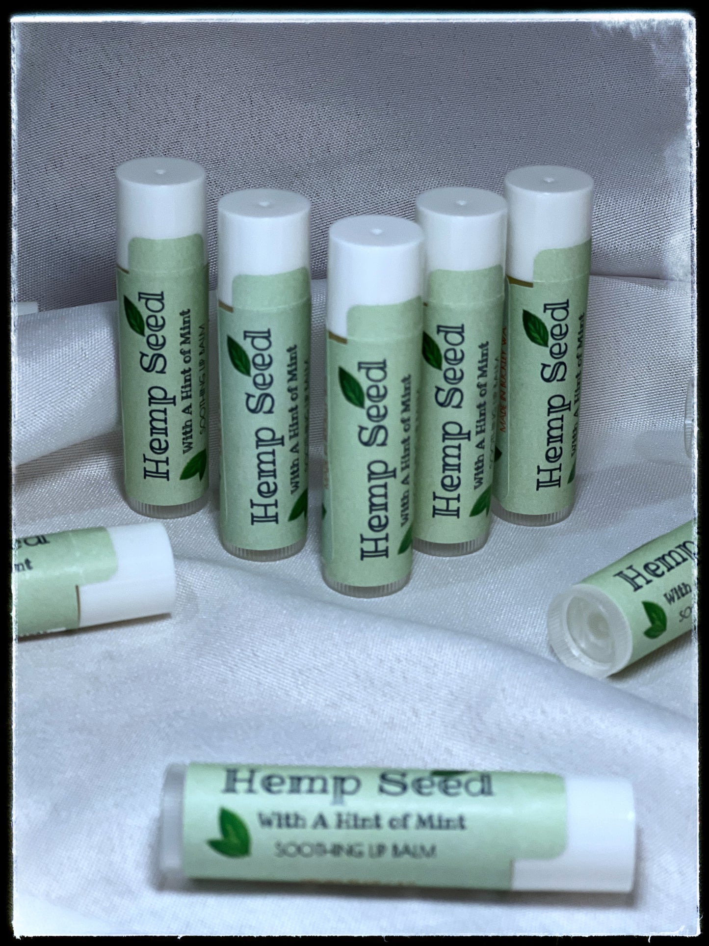 Hemp Seed Soothing Lip Balm with a Hint of Mint.