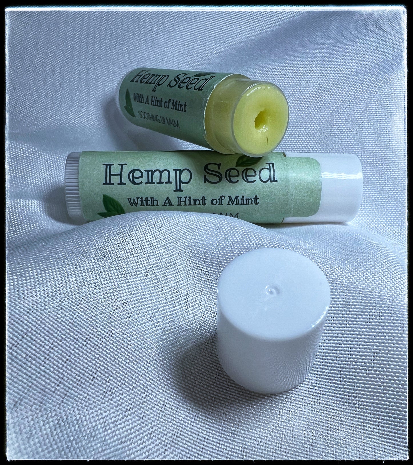 Hemp Seed Soothing Lip Balm with a Hint of Mint.