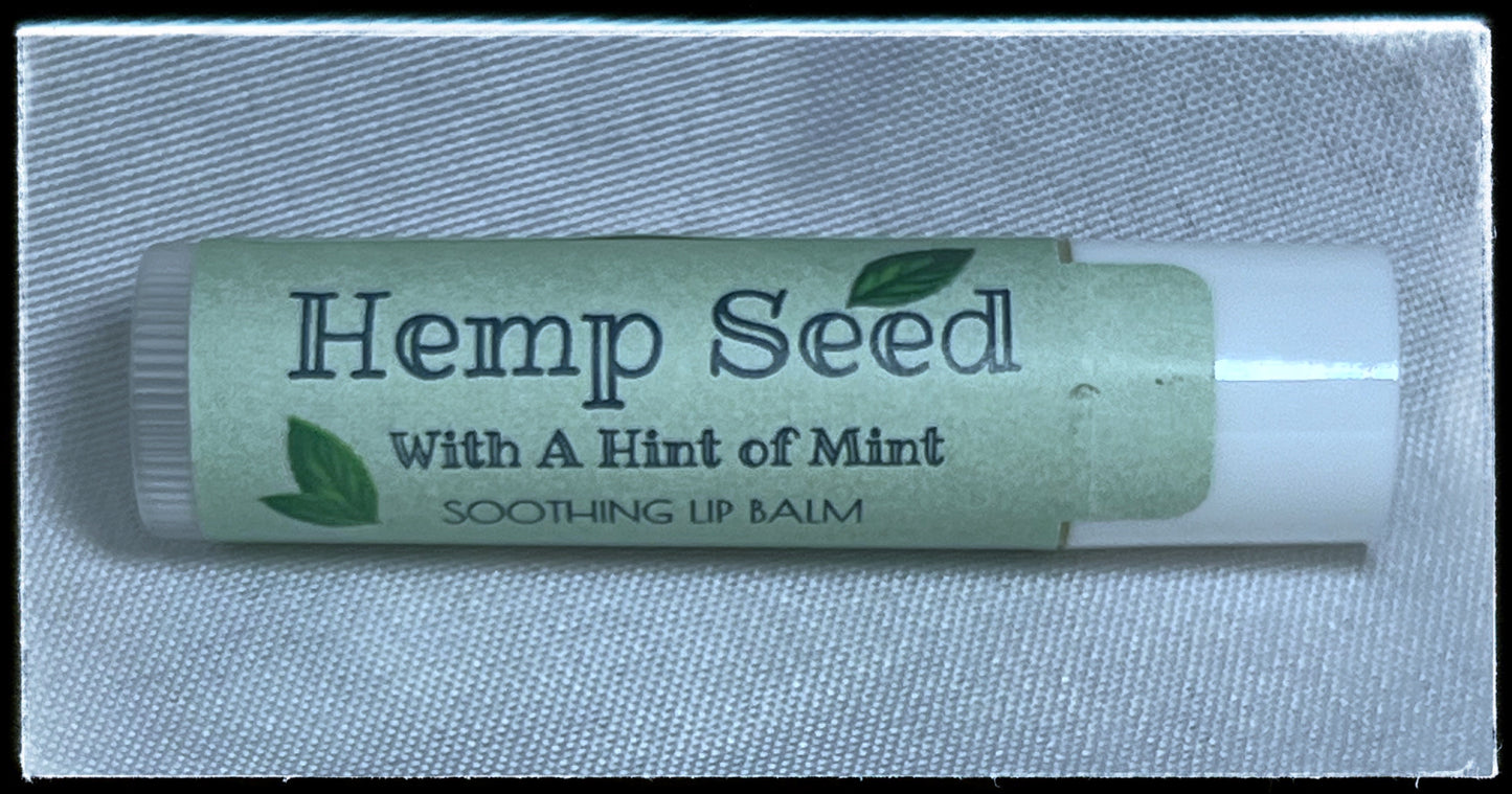 Hemp Seed Soothing Lip Balm with a Hint of Mint.