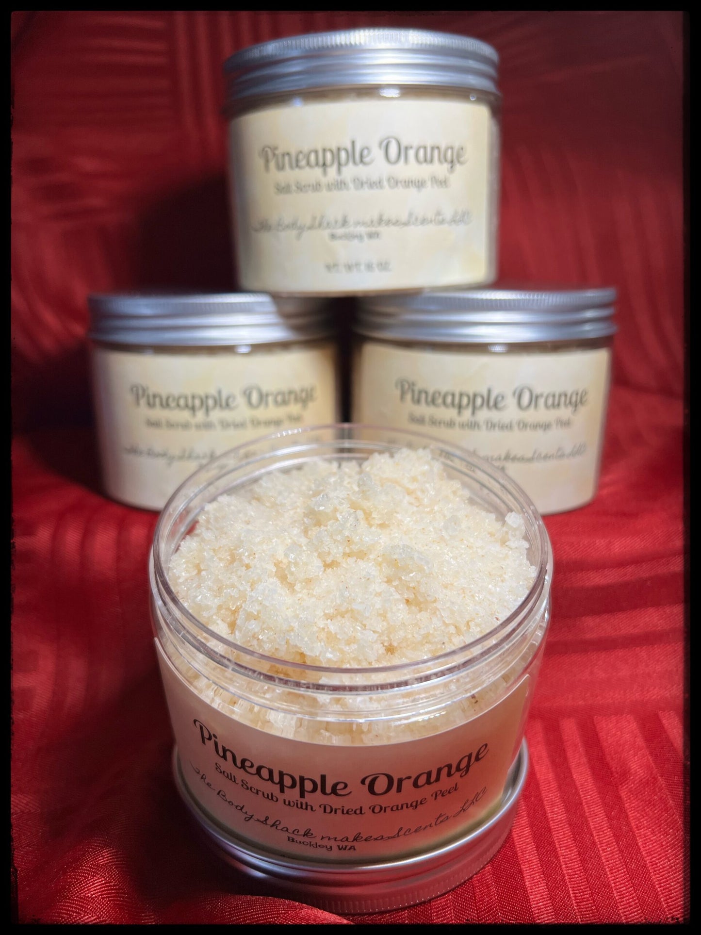 Pineapple Orange Salt Scrub with Dried Orange Peel